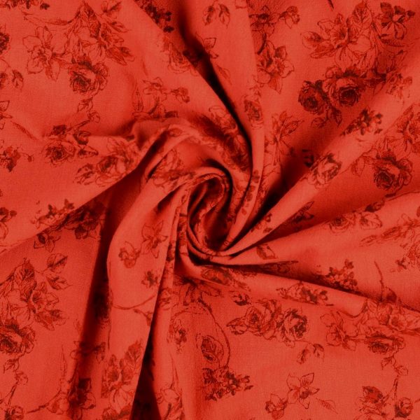 BOMULLSTYG VINTAGE COTTON ROSOR KORALLRÖD/RÖD FG 5013