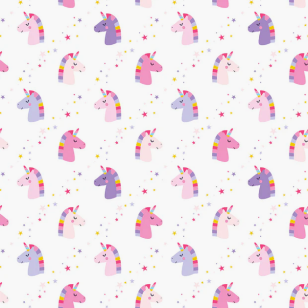 BOMULLSTYG UNICORNS ROSA/LILA FG 50