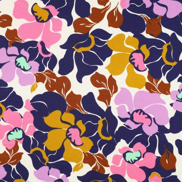 BOMULLSSATIN PUFFBLUSBLOMMA BLÅ/BRUN FG 1