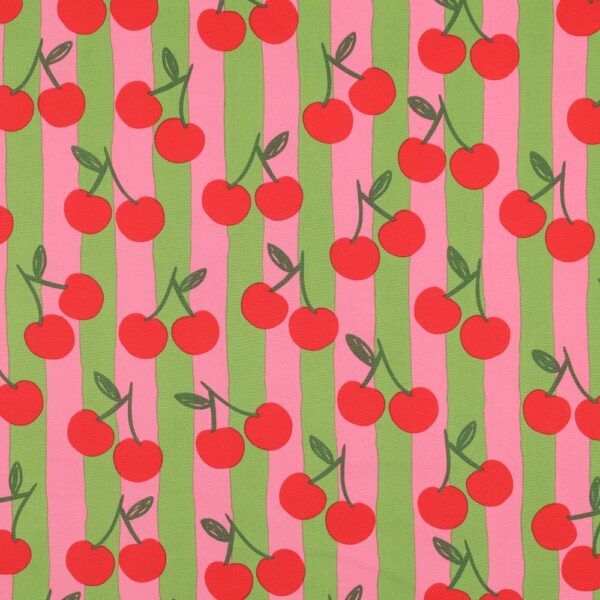 Bomullspoplin Cherries and apples rosa/grön fg 6