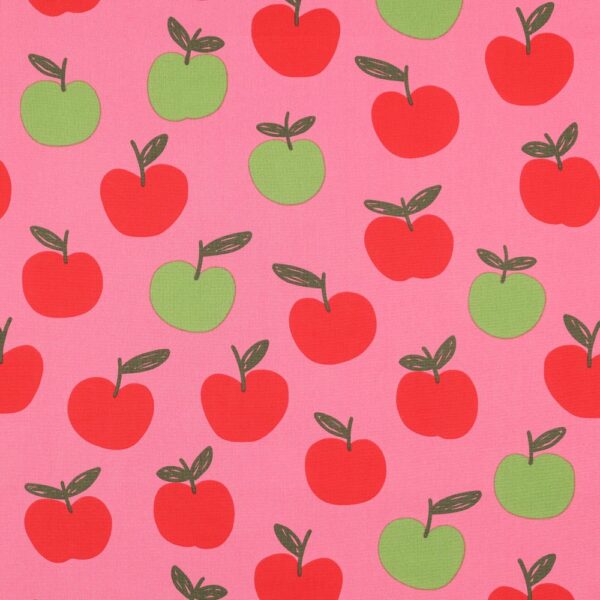 Bomullspoplin Cherries and apples rosa/röd fg 16