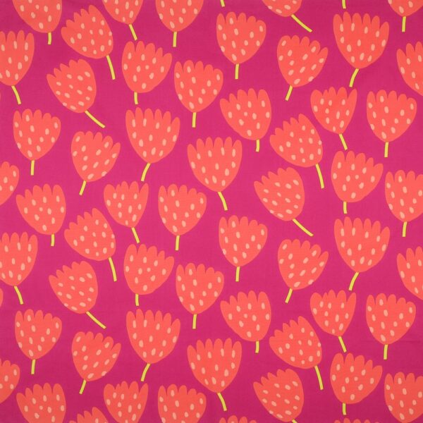 Bomullspoplin Tulips Cerise/korall fg 22
