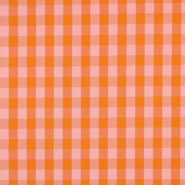 Bomullstyg Freddies ruta orange/rosa fg 3